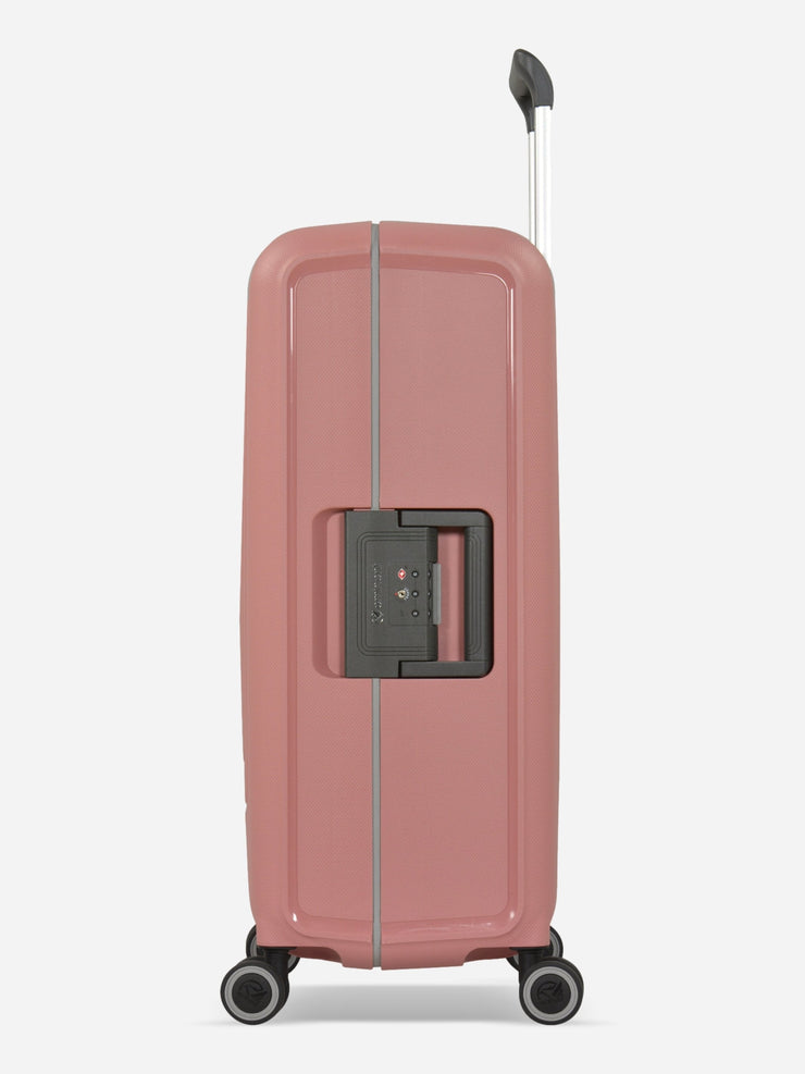 Eminent Vertica Medium Size Polypropylene Suitcase Rose Side View with Lock