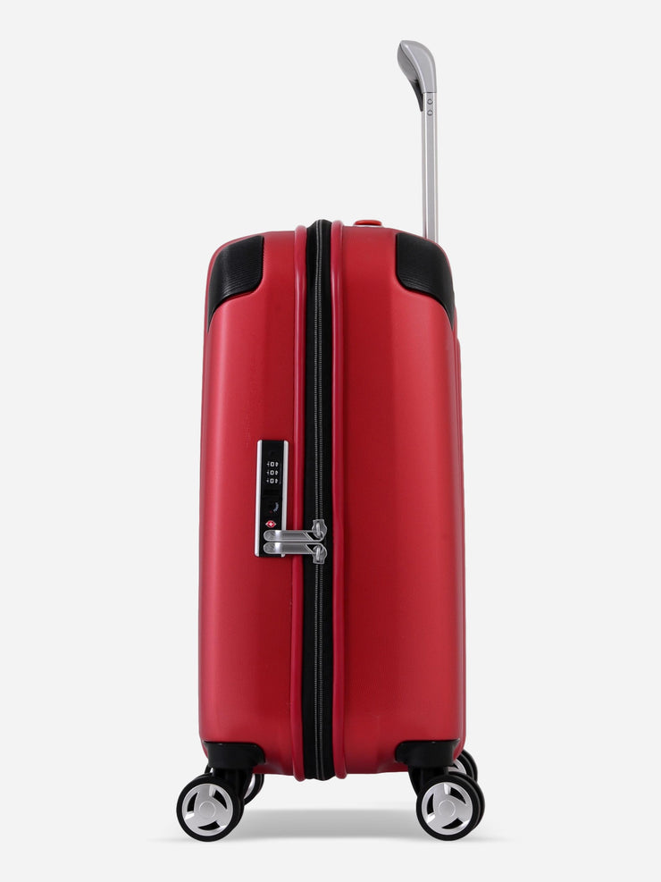 Eminent Boulder Red Hand Luggage Side View with Lock