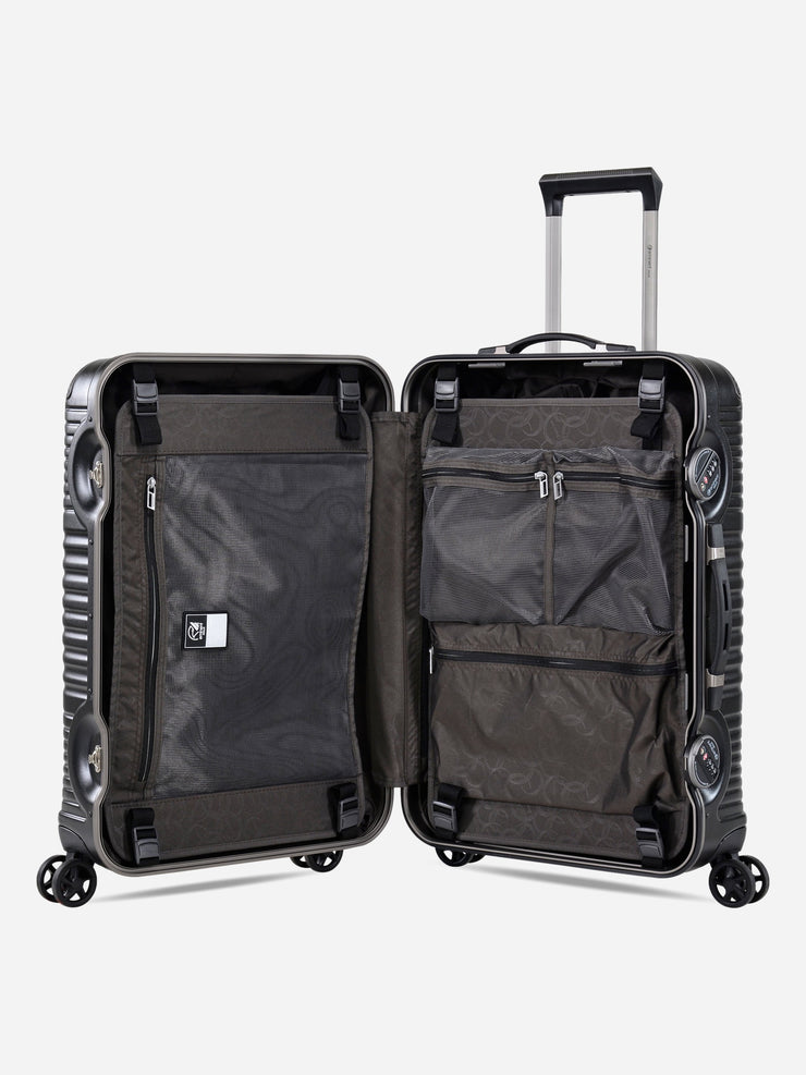 Eminent Gold Jetstream Medium Size Suitcase Black Interior View with Dividers