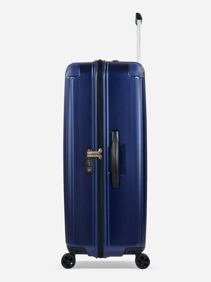 Eminent Move Air Neo Large Size Polycarbonate Suitcase Blue Side View with TSA Lock