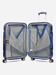 Eminent X-Tec Medium Size Polycarbonate Suitcase Blue Interior opened Dividers