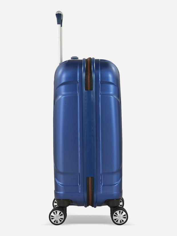 Eminent X-Tec Cabin Size Polycarbonate Suitcase Blue Side View