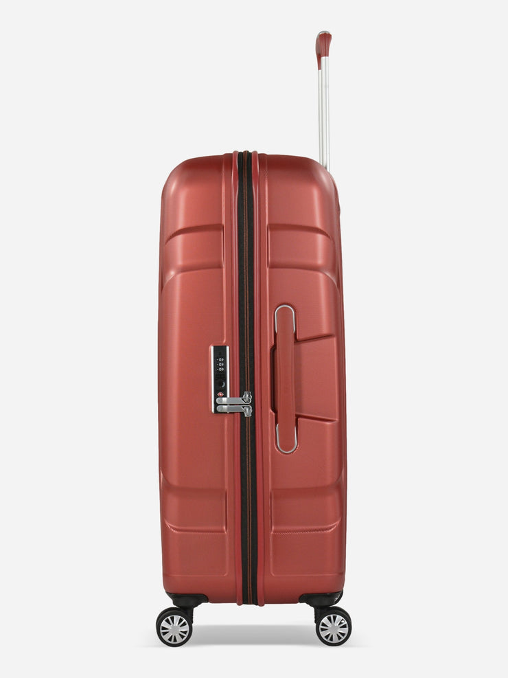 Eminent X-Tec Large Size Polycarbonate Suitcase Red Side View with TSA Lock