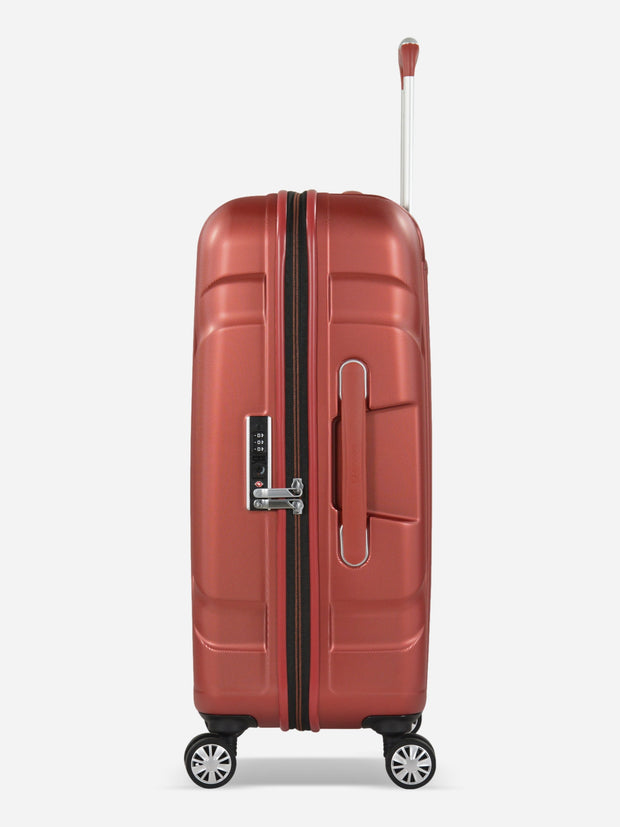 Eminent X-Tec Medium Size Polycarbonate Suitcase Red Side View with TSA Lock