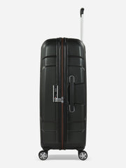 Eminent X-Tec Large Size Polycarbonate Suitcase Black Side View with TSA Lock