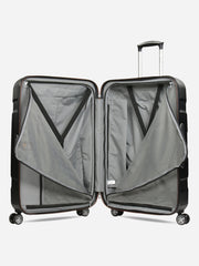 Eminent X-Tec Large Size Polycarbonate Suitcase Black Interior with opened Dividers