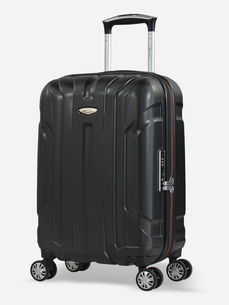 Eminent X-Tec Cabin Size Polycarbonate Suitcase Black Front Side