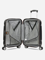 Eminent X-Tec Cabin Size Polycarbonate Suitcase Black Interior with opened Dividers