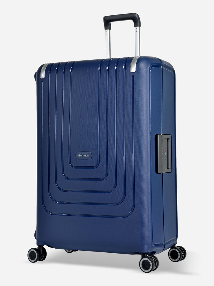 Eminent Vertica Large Size Polypropylene Suitcase Blue Front Side
