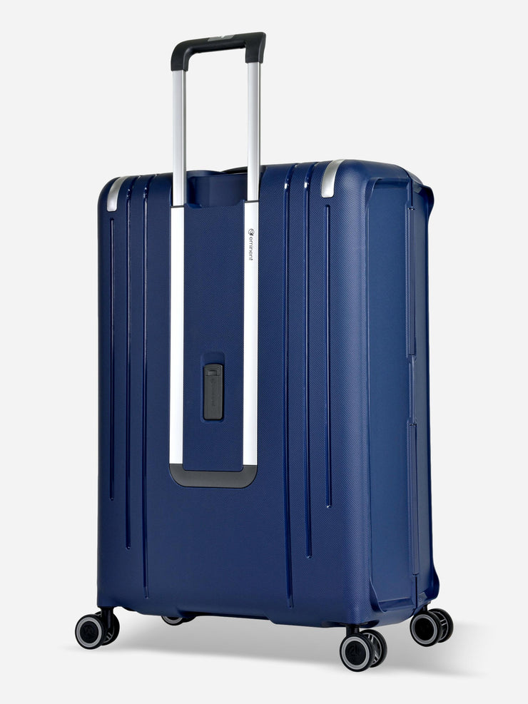 Eminent Vertica Large Size Polypropylene Suitcase Blue Back Side