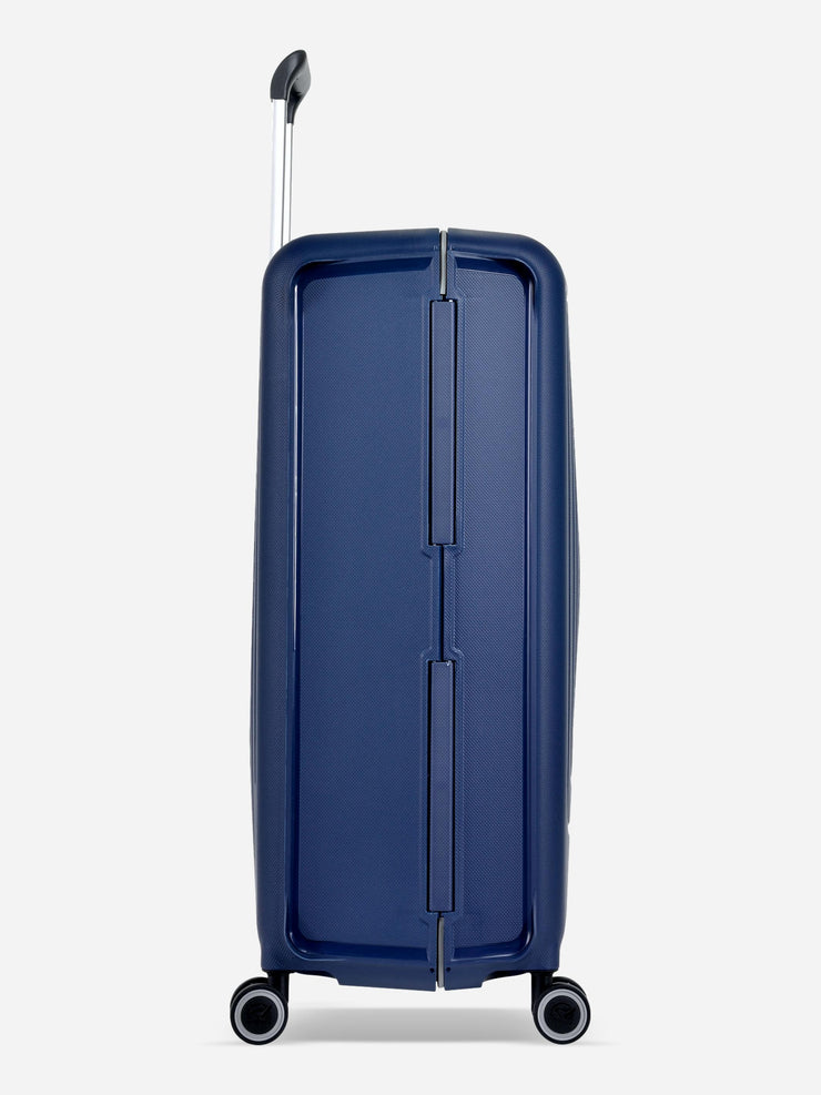Eminent Vertica Large Size Polypropylene Suitcase Blue Side View