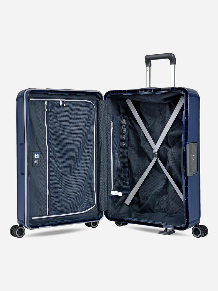 Eminent Vertica Medium Size Polypropylene Suitcase Blue Interior