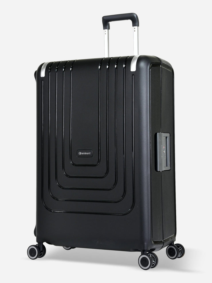 Eminent Vertica Large Size Polypropylene Suitcase Black Front View