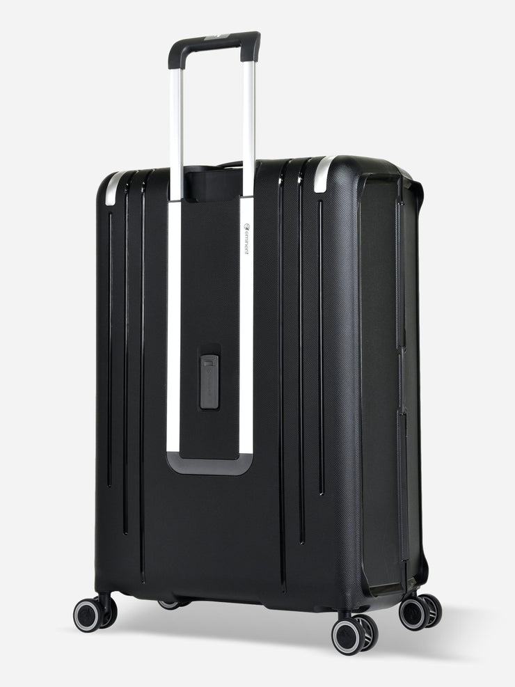 Eminent Vertica Large Size Polypropylene Suitcase Black Back Side