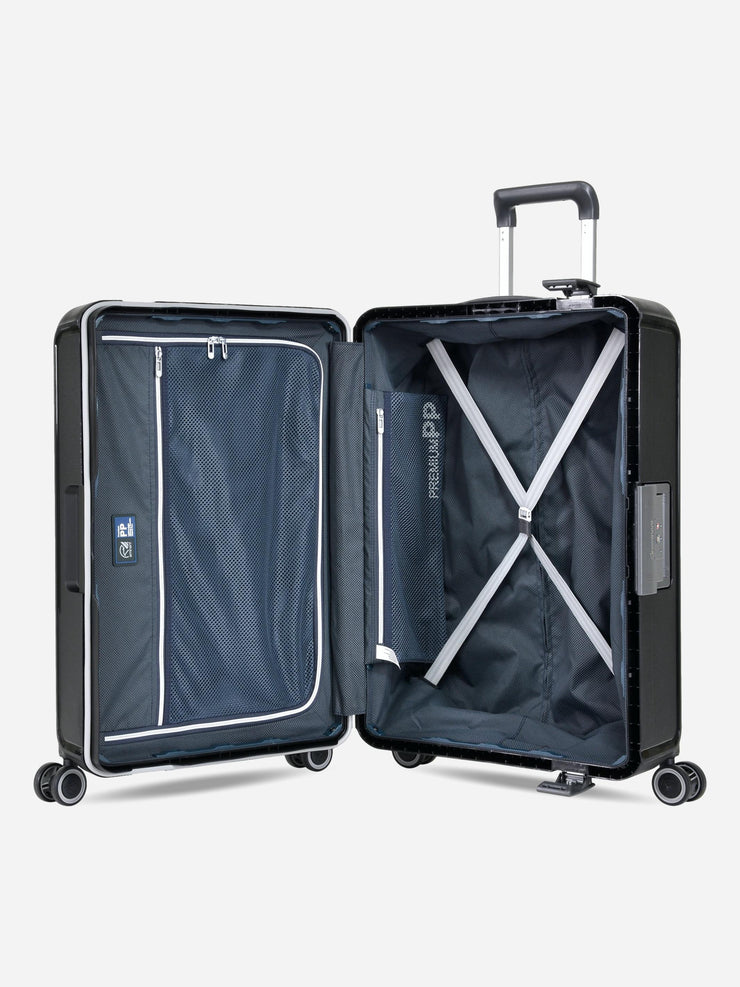 Eminent Vertica Medium Size Polypropylene Suitcase Black Interior