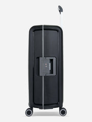 Eminent Vertica Medium Size Polypropylene Suitcase Black Side View with Lock