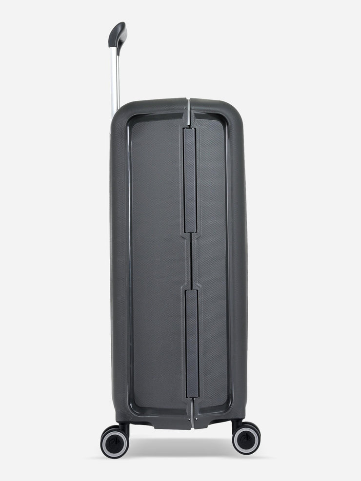 Eminent Vertica Medium Size Polypropylene Suitcase Grey Side View