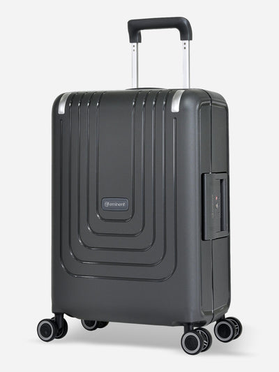 Eminent Vertica Cabin Size Polypropylene Suitcase Grey Front Side