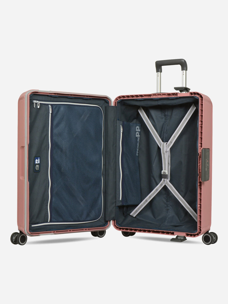 Eminent Vertica Medium Size Polypropylene Suitcase Rose Interior