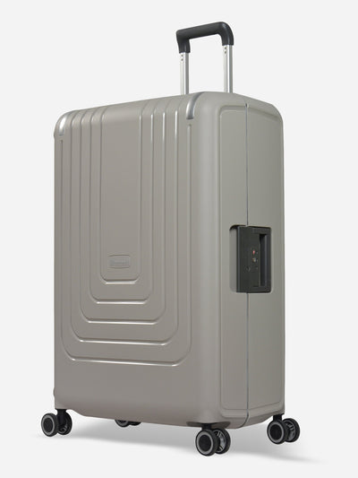 Eminent Vertica Large Size Polypropylene Suitcase Light Grey Front Side