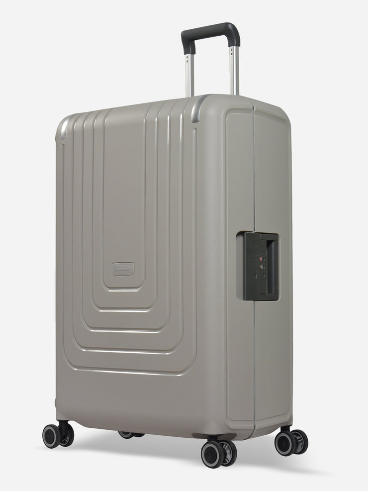 Eminent Vertica Large Size Polypropylene Suitcase Light Grey Front Side