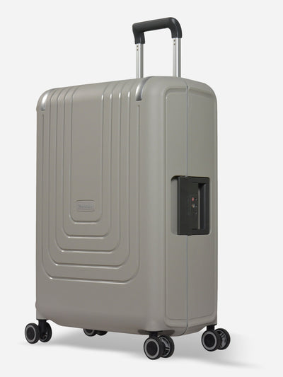 Eminent Vertica Medium Size Polypropylene Suitcase Light Grey Front Side