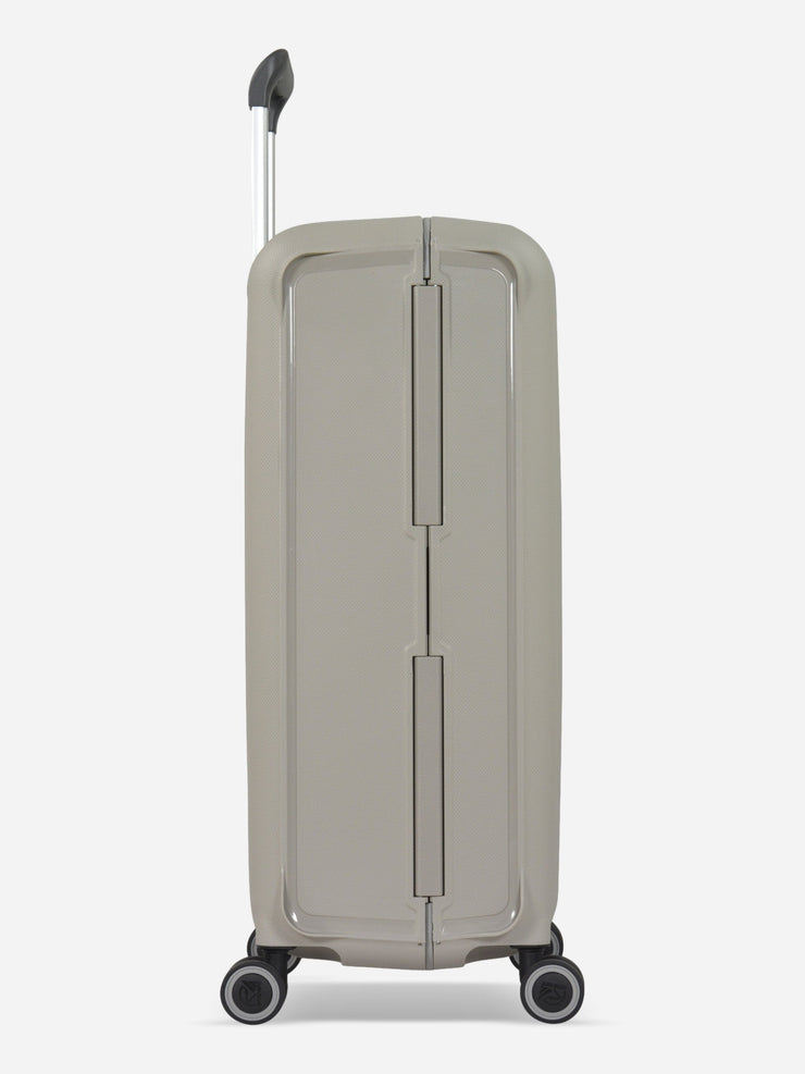 Eminent Vertica Medium Size Polypropylene Suitcase Light Grey Side View