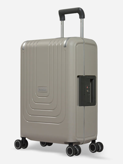 Eminent Vertica Cabin Size Polypropylene Suitcase Light Grey Front Side