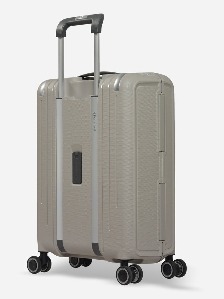 Eminent Vertica Cabin Size Polypropylene Suitcase Light Grey Back Side