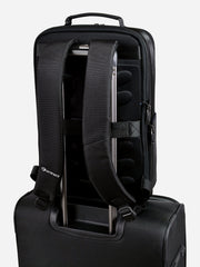 Eminent Urban Elite Laptop Backpack Black fixed on top of suitcase